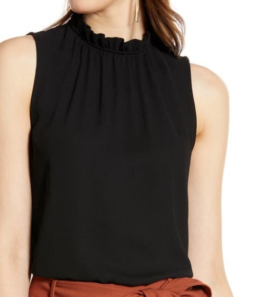 Halogen Ruffle Neck Top In Taupe Animalia Print - Picture 2 of 7